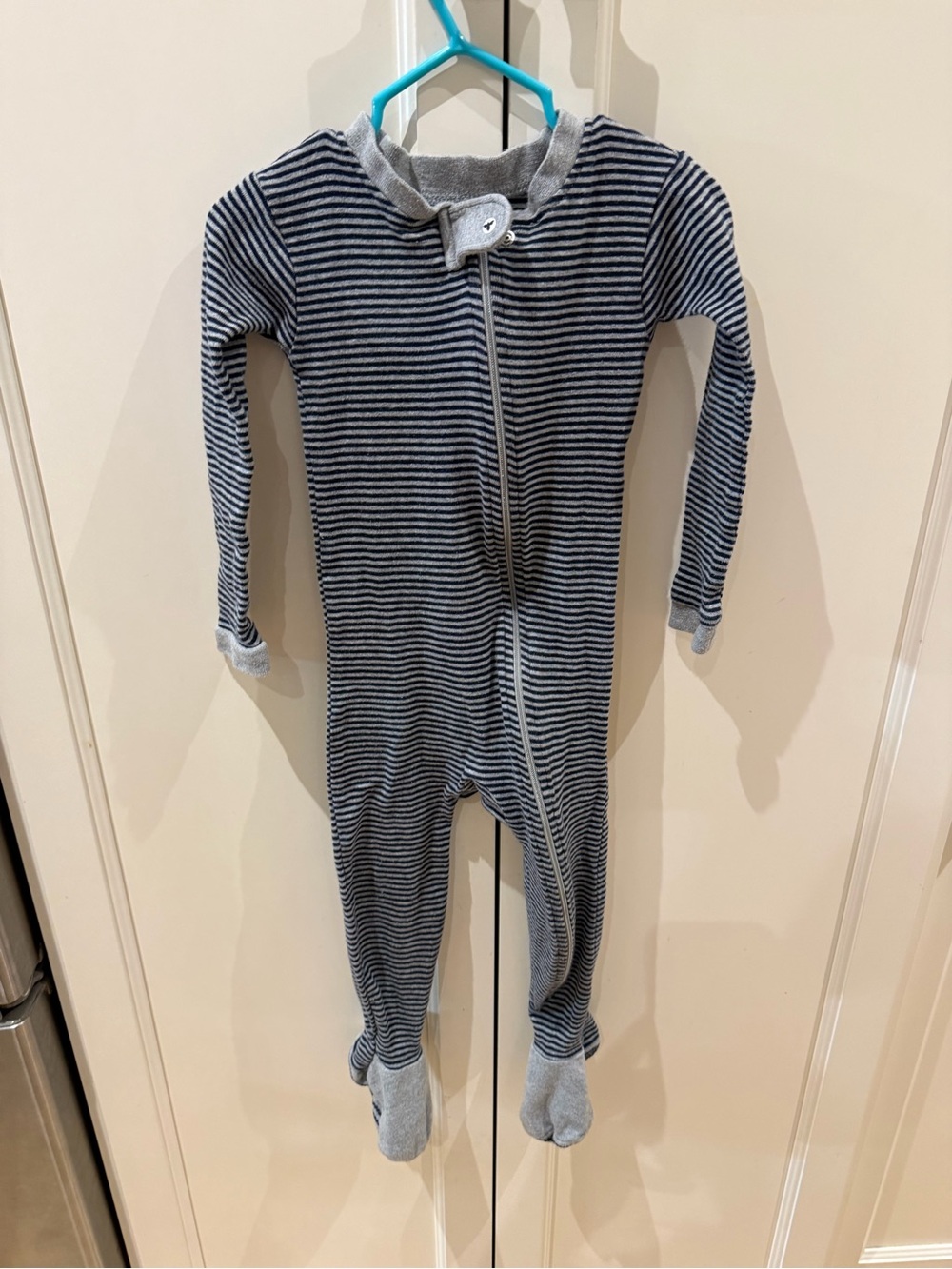 Burt’s bees 24m Navy and Gray Baby One-Piece Footed organic cotton Pajamas